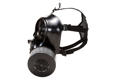 Side view of the CM-7M Military Gas Mask with a CBRN filter